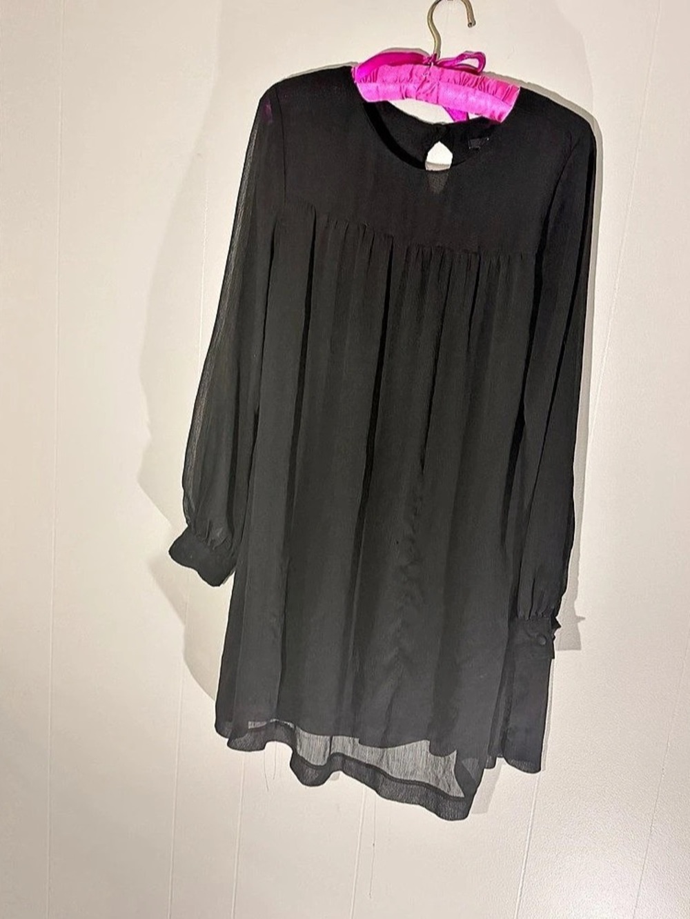 H&M Black Long Sleeve Mini Dress Size Large Like New